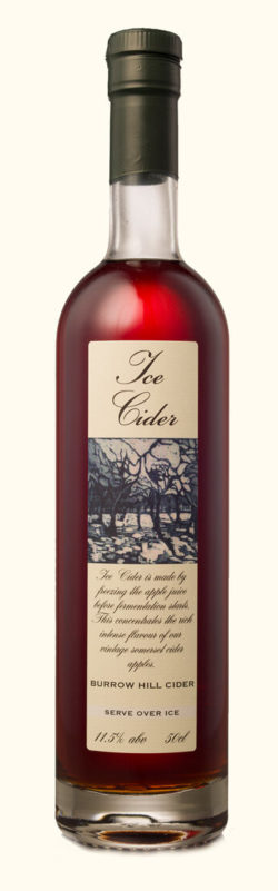 Bottle of ice cider from Burrow Hill Somerset Brandy