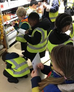 School children in teh shop