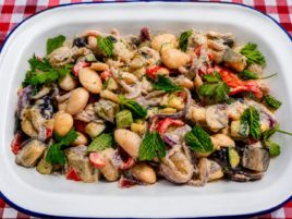 Roasted Vegetable and Bold Butter Bean Salad with Tahini Dressing